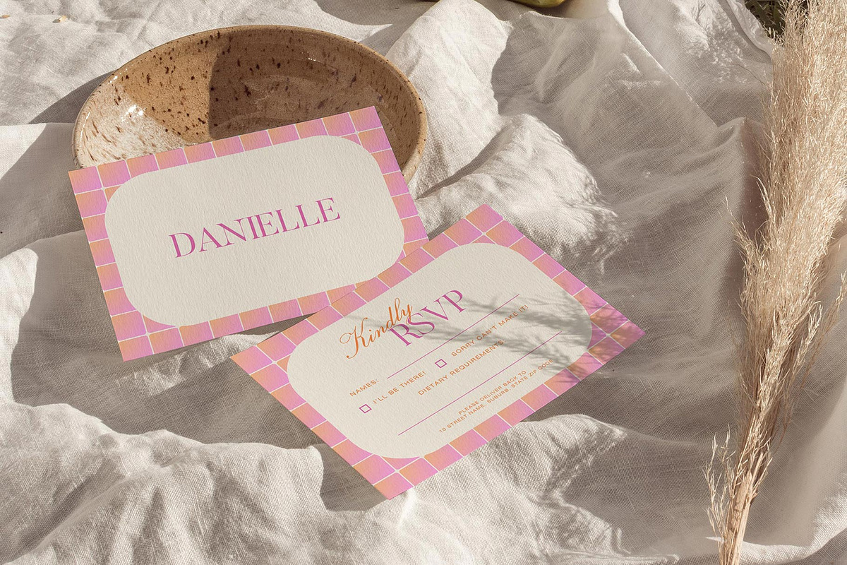 Checkered Wedding Invite Template, an Invitation Template by Indigo Rain Creative (Photo 4 of 7)