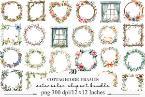 Watercolor Cottagecore Frames, an Illustration by Designking