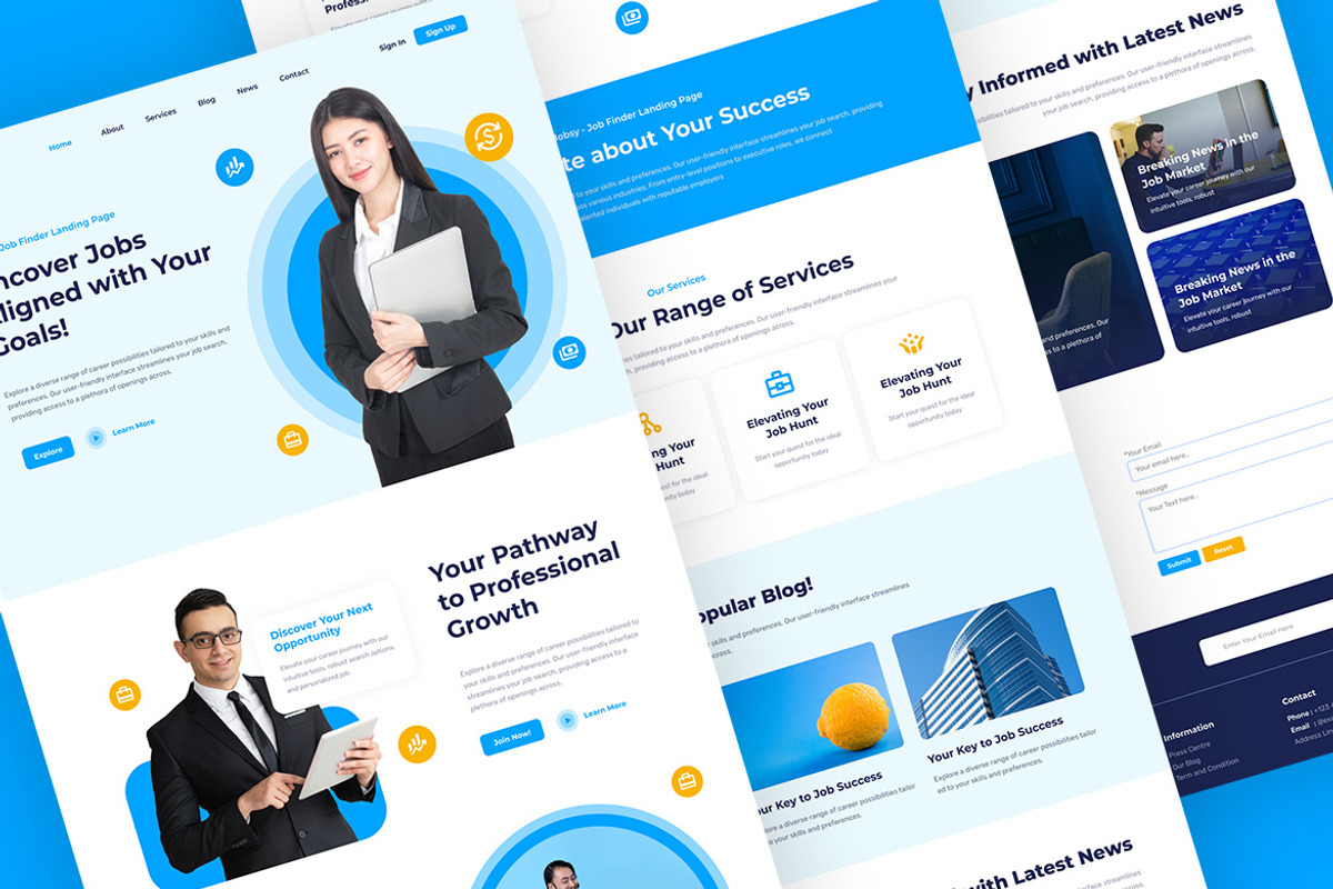 Jobsy - Job Finder Landing Page, an UI Kit Template by ENATIVE (Photo 3 of 4)