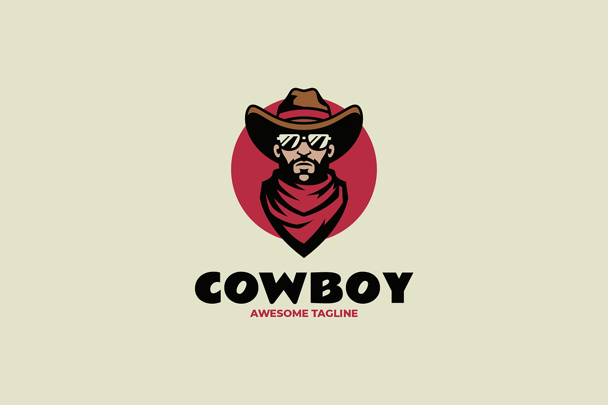 Mascot Cowboy Man Logo Design, a Branding & Logo Template by Artnivora.Std