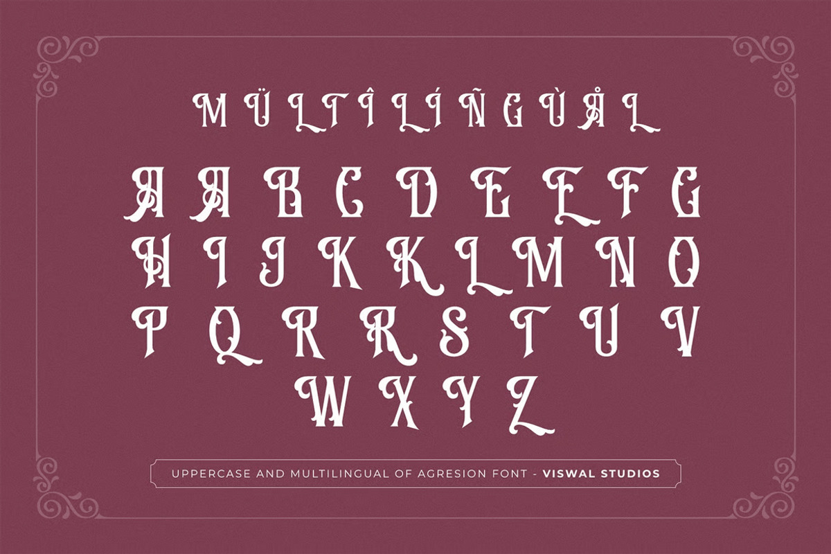 Agresion - Vintage Font, a Blackletter Font by Viswal Studio (Photo 3 of 6)