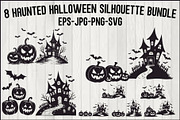 Haunted Halloween Silhouette bundle, an Illustration by hafijul (Thumbnail 1 of 9)