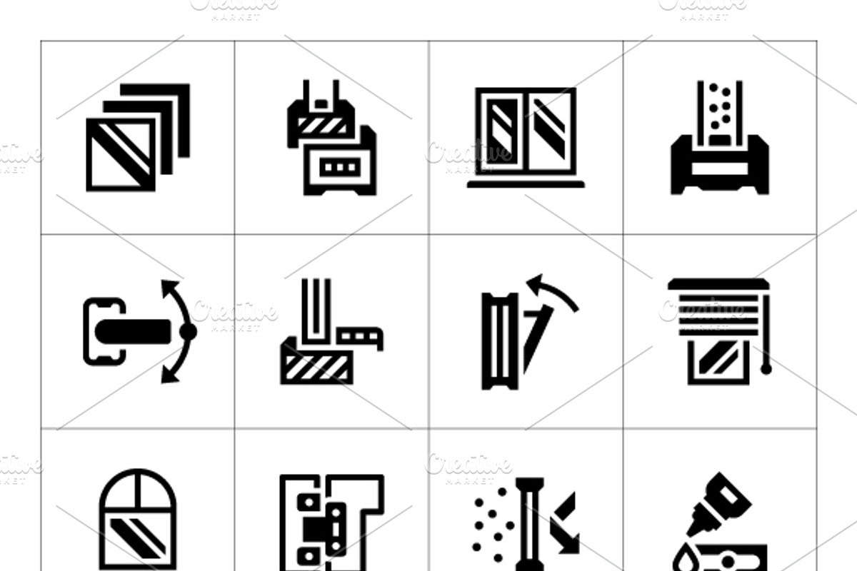 Set icons of modern window, a Solid Icon by motorama (Photo 1 of 2)