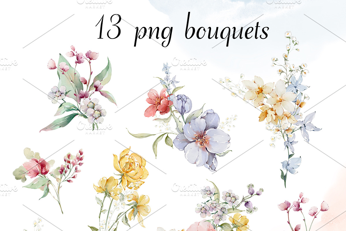 Wildflowers Watercolor bloom set, a Decorative Illustration by Edith’s World (Photo 4 of 9)