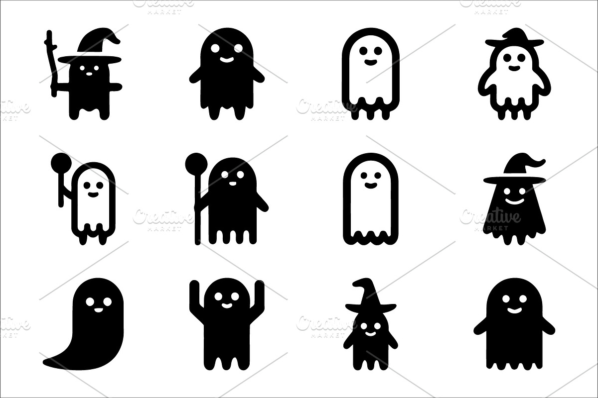 Cute Spooky Ghost Icons, an Icon by Vectorium Studio