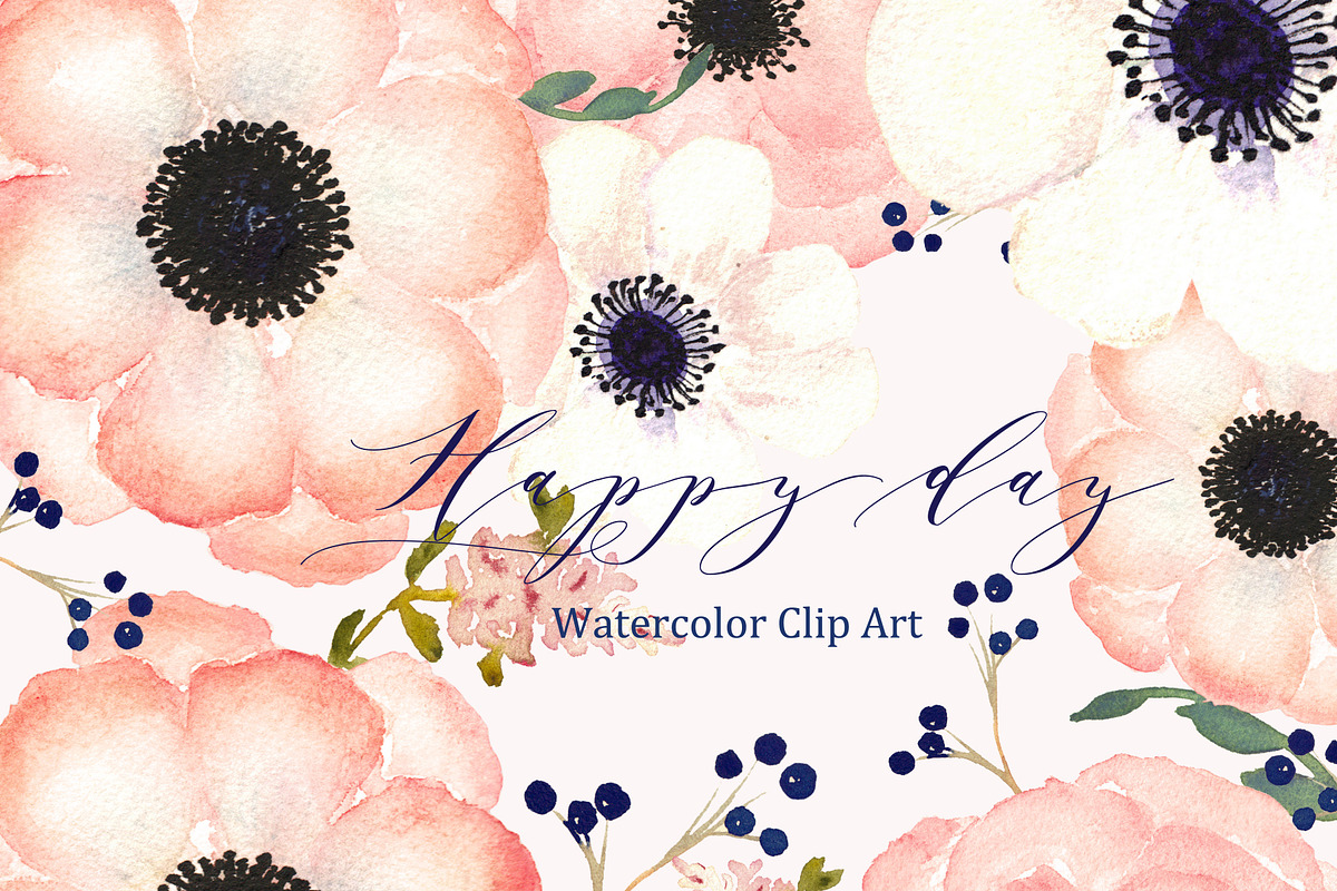 Anemones Apricot. Watercolor Clipart, a Graphic by LABFcreations (Photo 1 of 5)