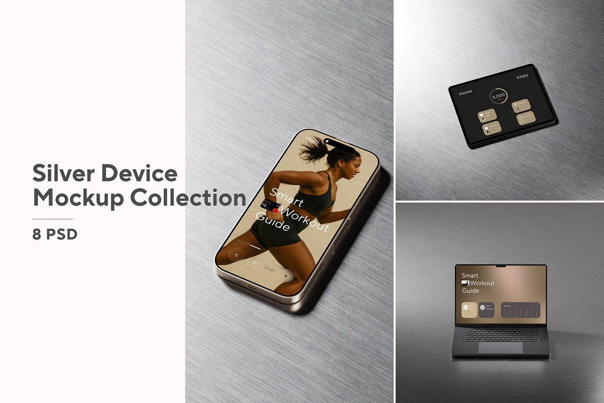 Silver Device Mockup Collection, a Mac Mockup by Mockup Line (Photo 1 of 5)