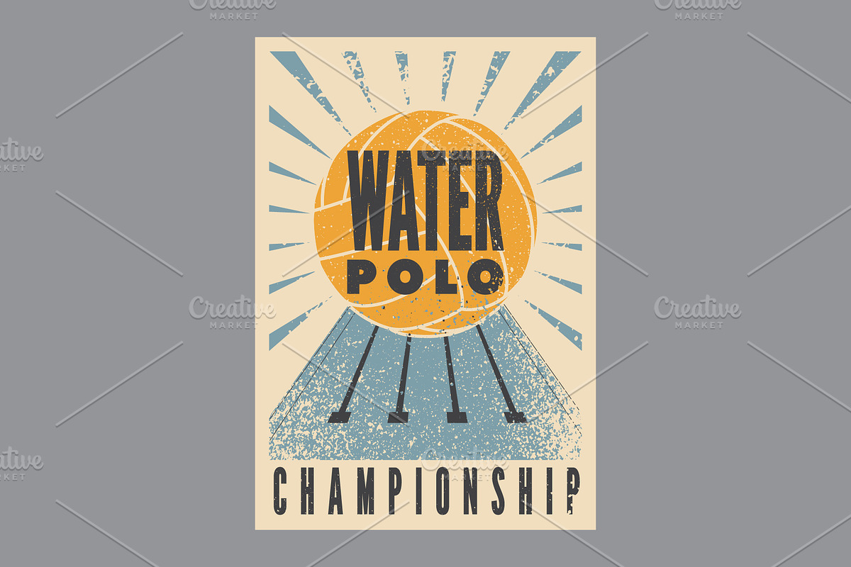 Water Polo retro vector poster set., a Sport Illustration by PoPaShop (Photo 2 of 8)