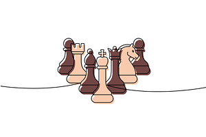 Abstract line art of a full chess, an Illustration by GraphiShop