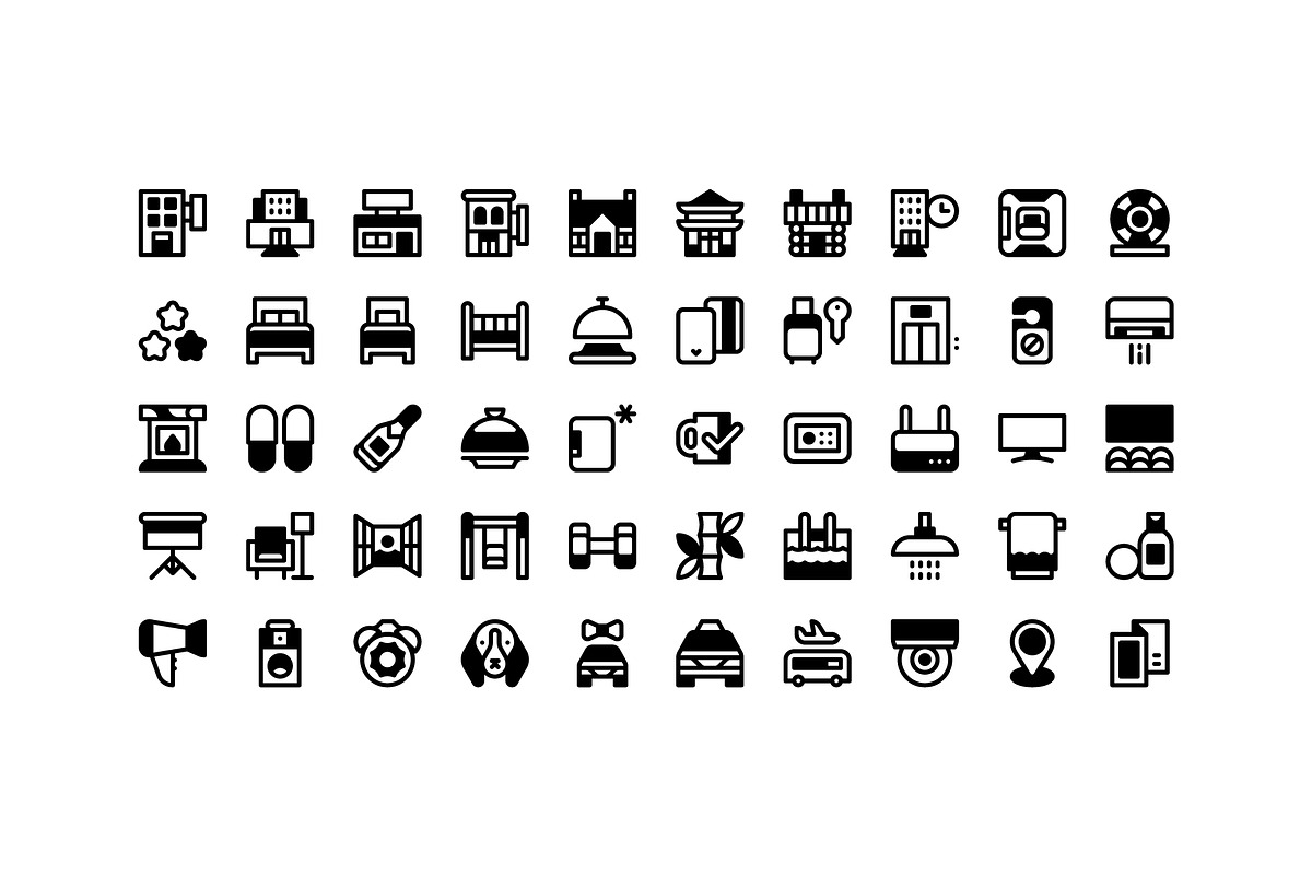 50 Hotel Icons, an Outline Icon by Side Project (Photo 3 of 8)