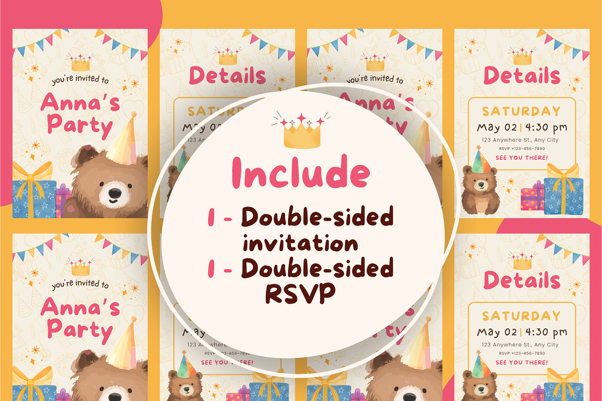 Birthday Party Canva Invitation, a Design Template by TemplateCastleStore (Photo 4 of 5)