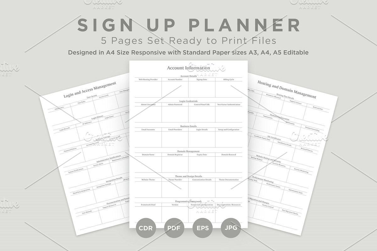 Sign up Planner Pages Set V-06