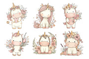 Cute Unicorn Floral Clipart, an Animal Illustration by Creative Art (Thumbnail 5 of 7)