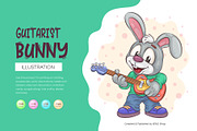 Cartoon Bunny Guitarist. T-Shirt SVG, an Animal Illustration by KENO Mascots (Thumbnail 1 of 3)