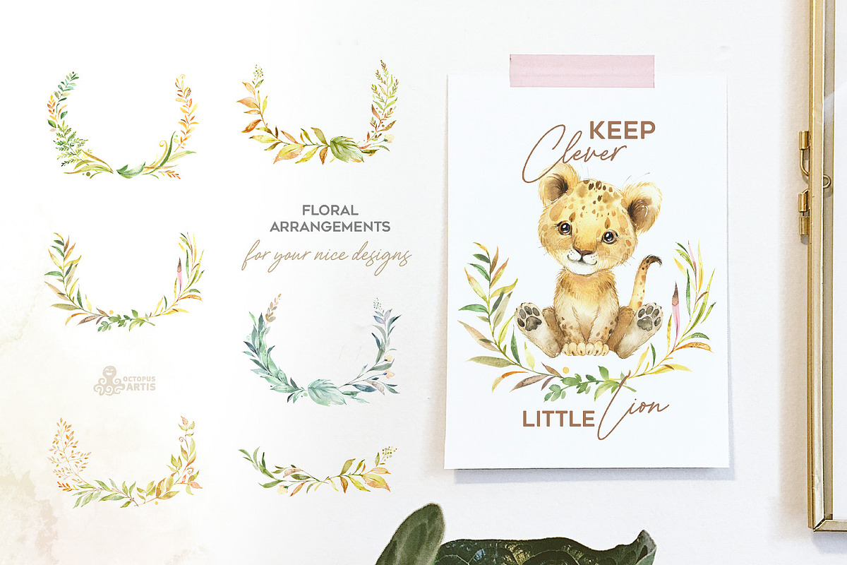 Babies of Africa. Watercolor Set, an Animal Illustration by OctopusArtis (Photo 3 of 6)