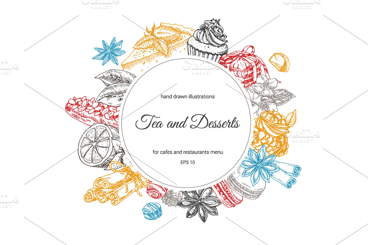 Tea and desserts set, a Graphic by Evgeniia Lanskikh (Photo 8 of 10)