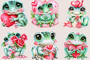 Valentine Frog Clipart PNG Bundle, a Seasonal Illustration by SVGArt (Thumbnail 2 of 5)