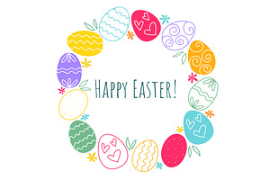 Round border of colorful eggs, an Object Illustration by Tati_Kli