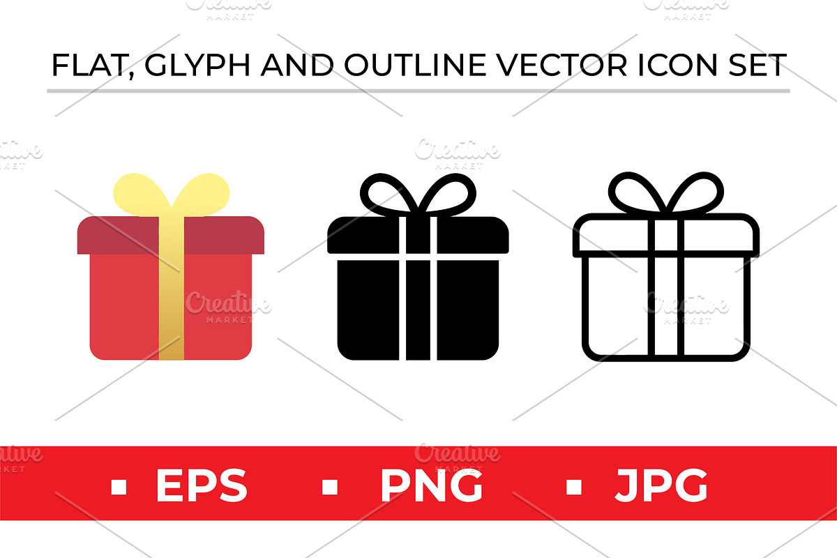 Gift Box Icons Set, an Outline Icon by Artonix (Photo 1 of 2)