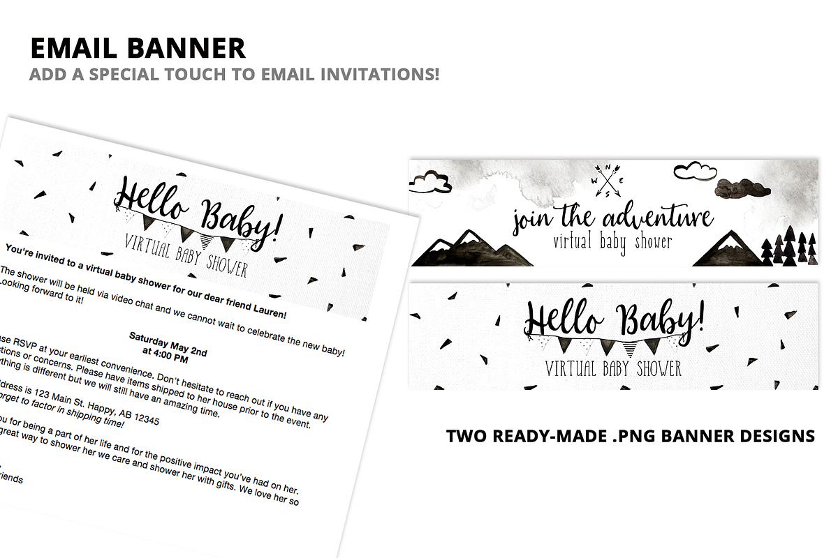 Virtual Shower Kit - Black & White, an Invitation Template by plaidGecko (Photo 3 of 5)
