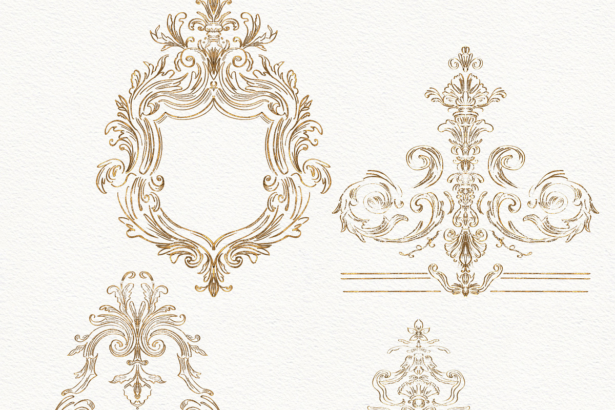 Vintage Gold French Ornamental Set, a Decorative Illustration by AlenaVlasko stock Market (Photo 9 of 9)