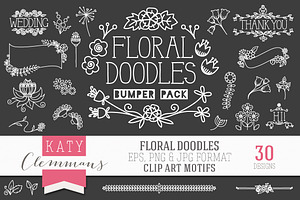 Floral Doodles clip art bumper pack