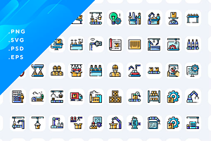50 Mass Production Icons, an Outline Icon by Wencory