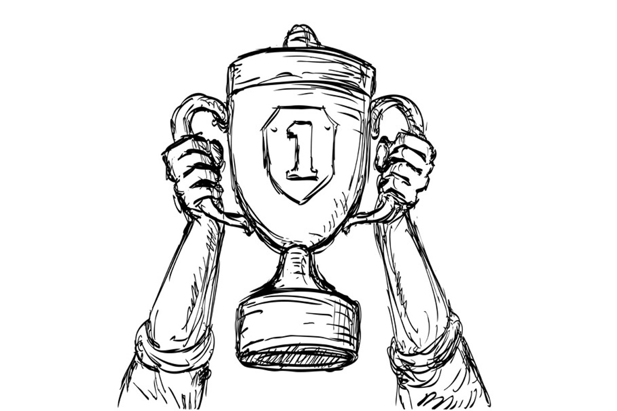 Hands Raising Championship Trophy, an Illustration by patrimonio
