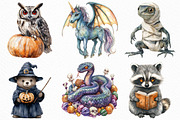 Watercolor Halloween Animals Clipart, an Illustration by Craft Nest (Thumbnail 4 of 6)