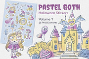 Pastel Goth Halloween Stickers Vol 1, an Object Graphic by ArtyCats (Thumbnail 1 of 5)