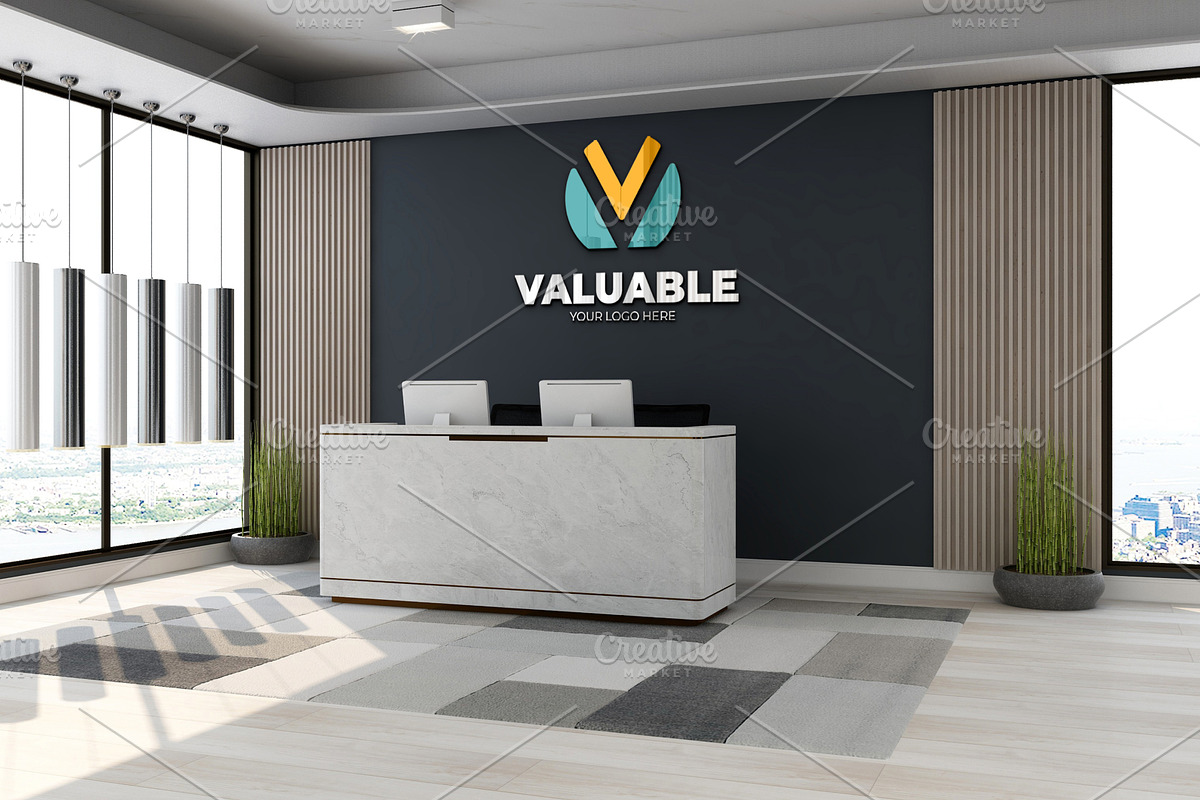 PSD Office Wall Logo Mockup, an Advertising Mockup by Ayy (Photo 15 of 23)