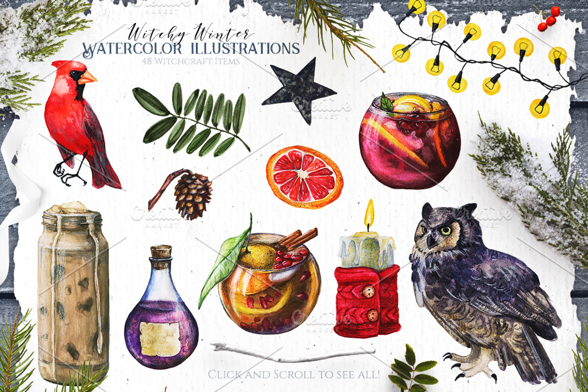 Watercolor Witchy Winter, a Food Illustration by Fluffy Unicorn (Photo 7 of 14)