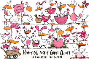 Whimsical Easter Goose Clipart, an Illustration by OK Design