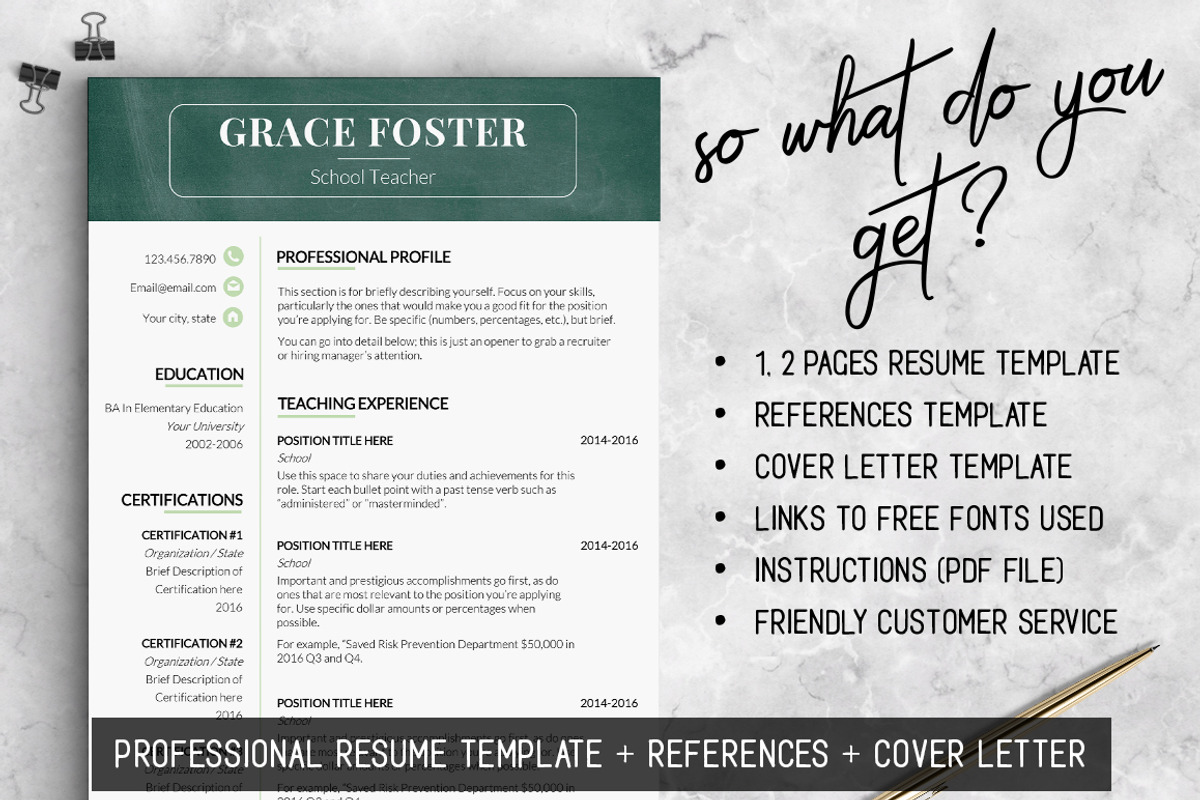 Teacher Resume Template / Teacher CV, a Resume Template by LevelUpResume (Photo 3 of 5)