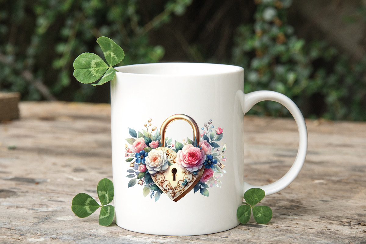 Watercolor Floral Locket Heart Clipa, an Illustration by CraftArtStudio (Photo 2 of 5)