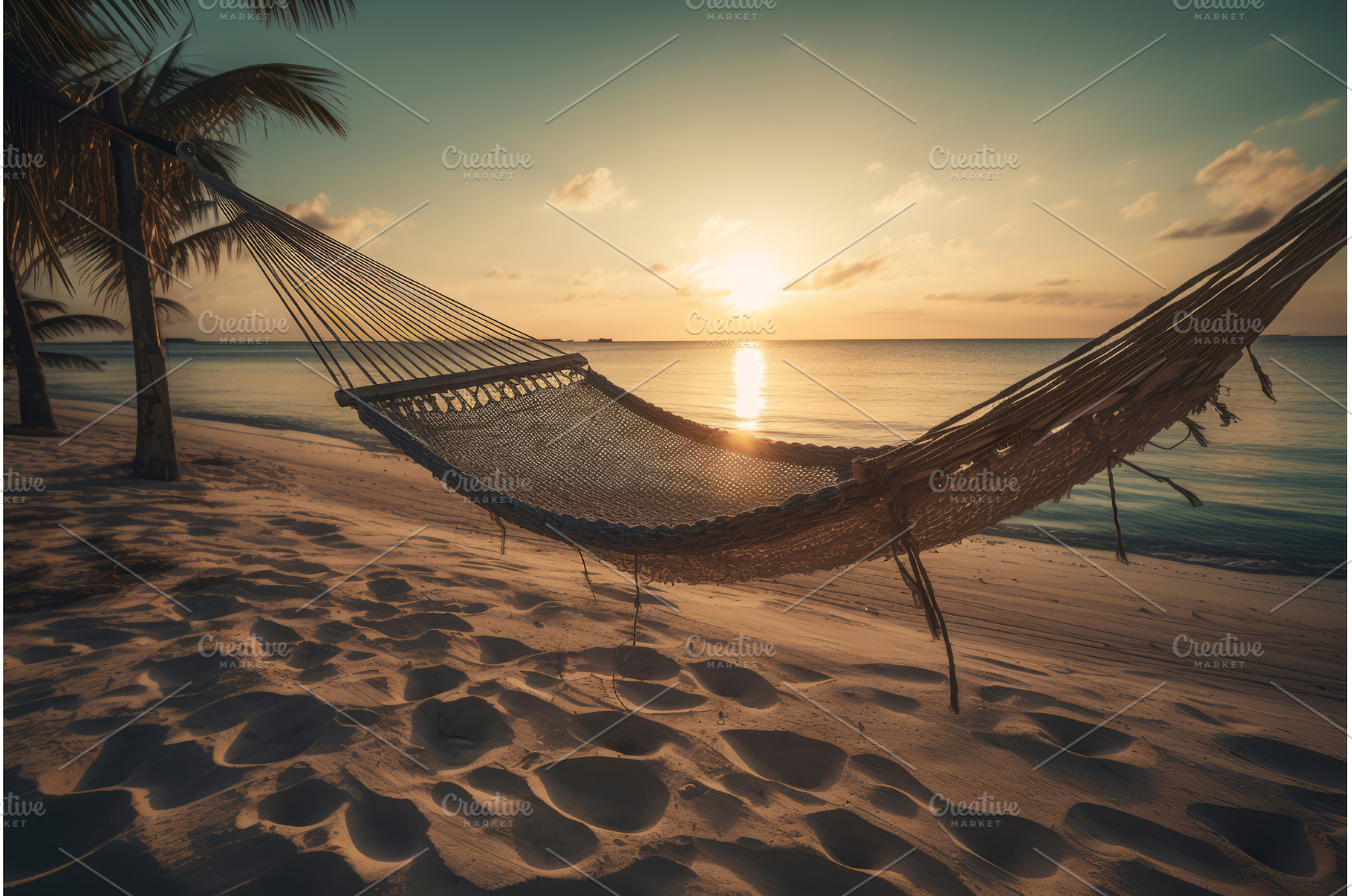 Hammock on tropical coastline with, a Nature Photo by Ylivdesign