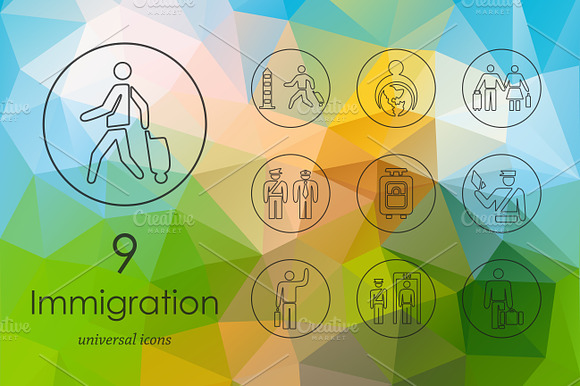 9 Immigration Line Icons