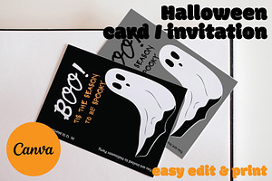 Modern Halloween Card / Invitation, a Card Template by AestheticArchitect