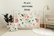 Minky Blanket, Crib Sheet + Pillow, a Product Mockup by JENLYNN Stock Shop (Thumbnail 5 of 5)