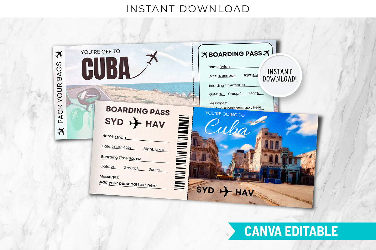 Printable Cuba Boarding Template, a Card Template by Snapybiz (Photo 1 of 9)