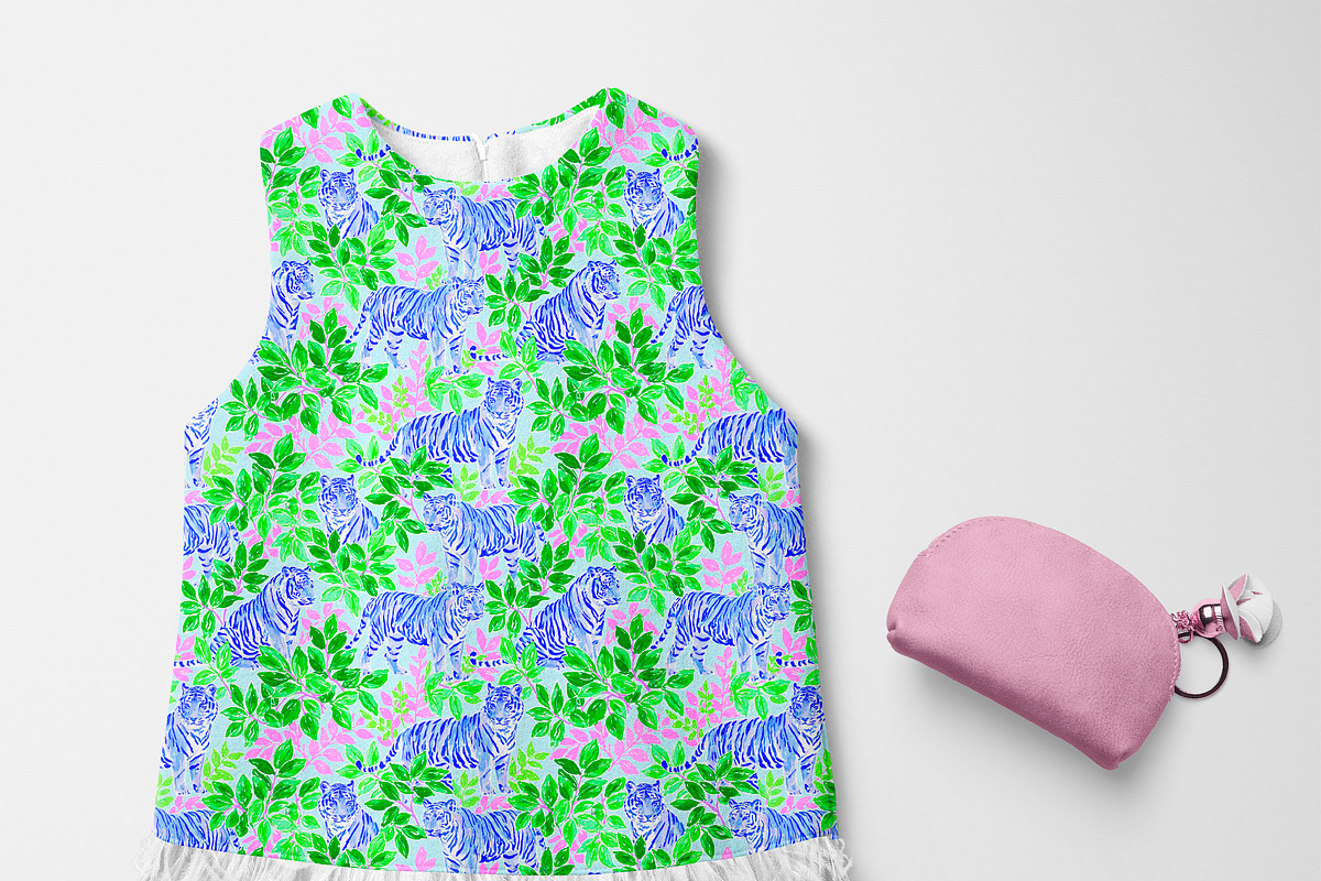 Seamless Colourful Tiger Patterns, a Pattern Graphic by The Preppy Artist (Photo 4 of 11)