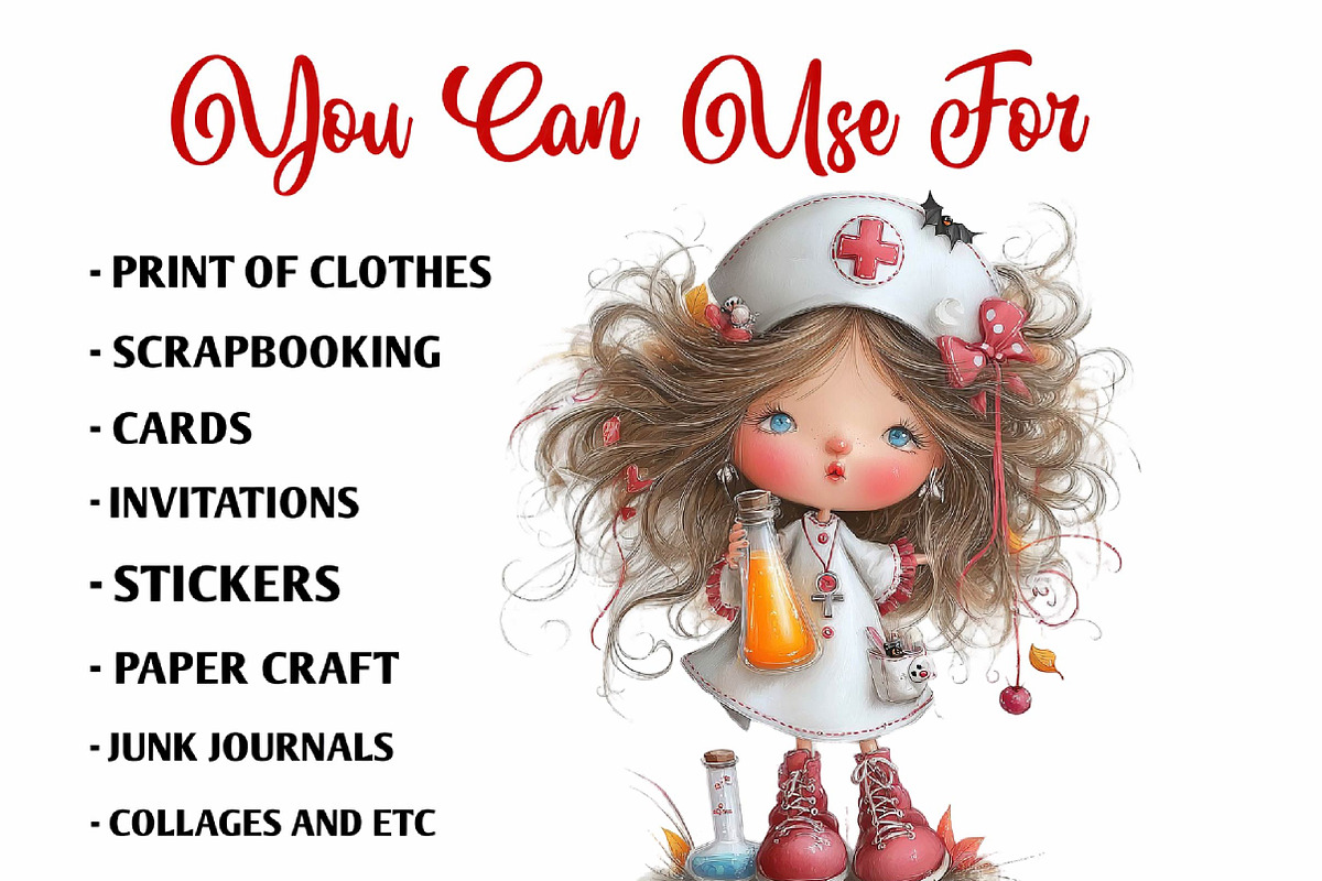 Quirky Halloween Nurse Clipart, a Seasonal Illustration by fashionaddict (Photo 7 of 7)