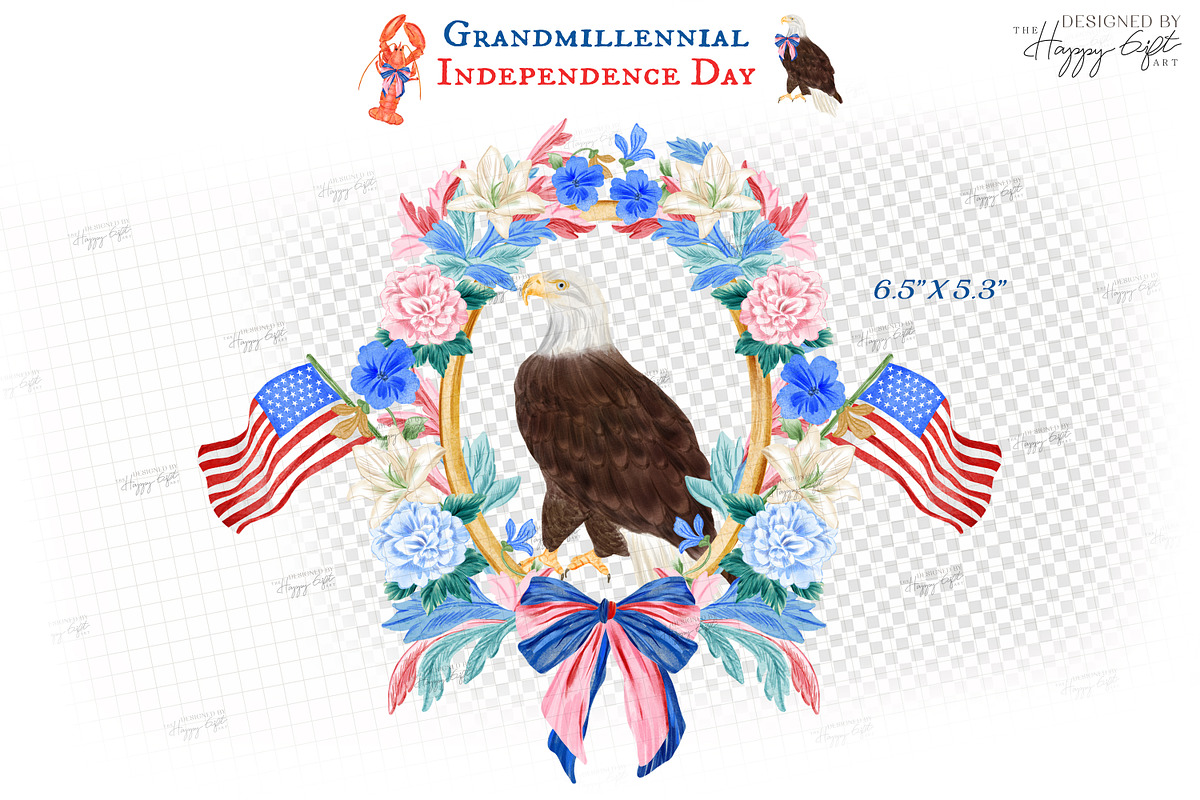 Grandmillennial Independence Day, a Decorative Illustration by TheHappyGiftArt (Photo 9 of 21)