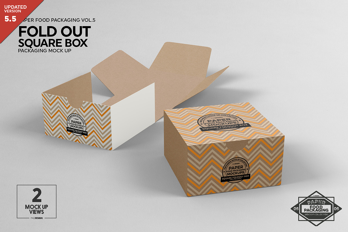 Square Fold Out Box Packaging Mockup, a Cups & Container Mockup by INCDesign (Photo 1 of 6)