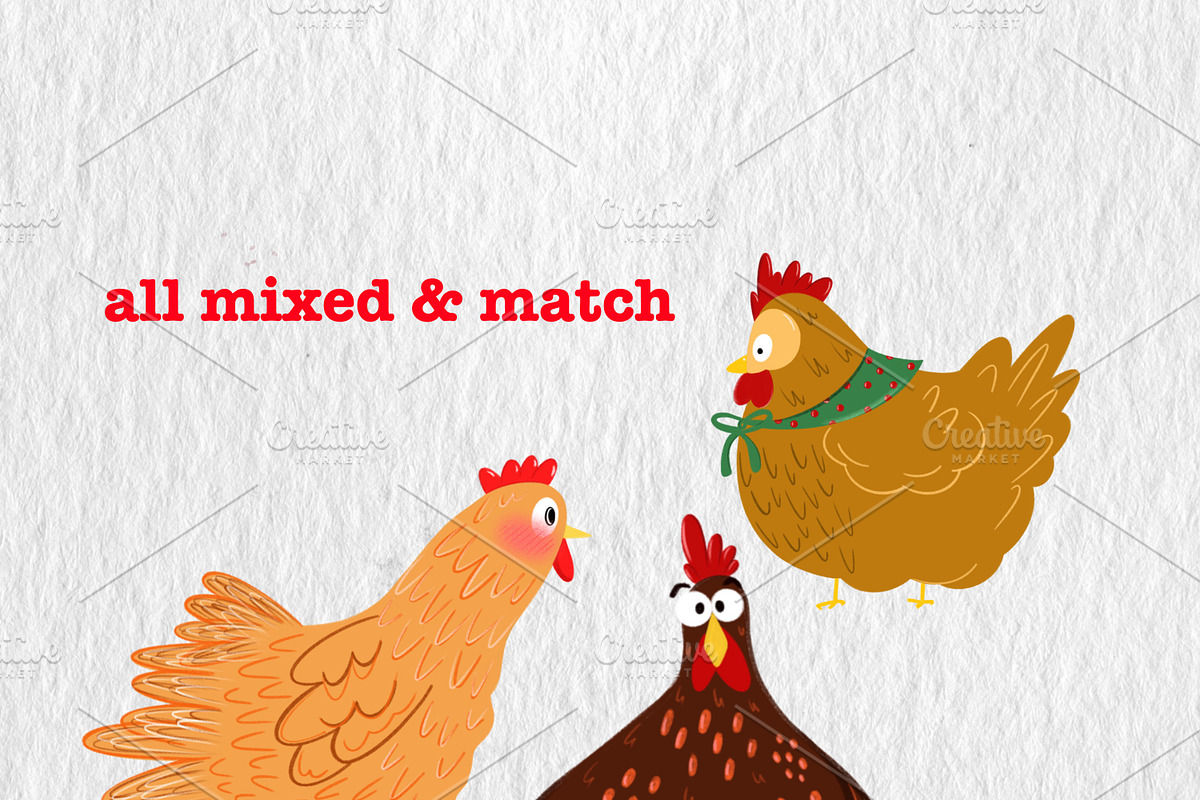 Whimsical Chicken Clipart Set, an Animal Illustration by Oleksandra Illustrates (Photo 7 of 12)