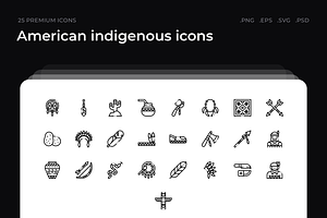 American indigenous icons, an Outline Icon by Wencory