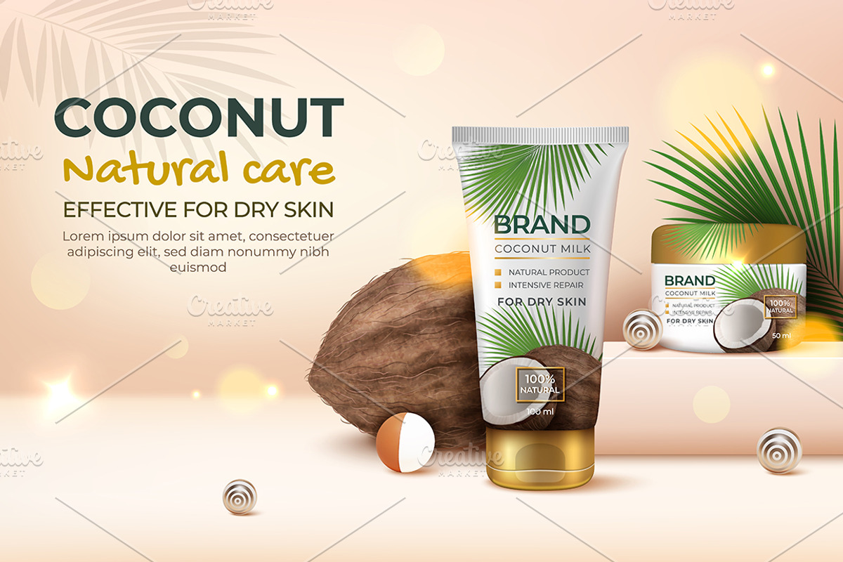Coconut Natural Care Ads Banner, a Work Illustration by Bigmouse_art (Photo 1 of 2)