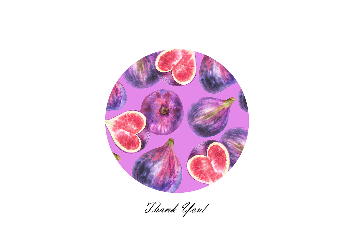 Watercolor Fig Seamless Patterns, a Food Illustration by OlDm_Shop (Photo 10 of 10)