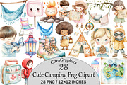 Cute Camping Clipart, an Illustration by CitraGraphics (Thumbnail 1 of 5)
