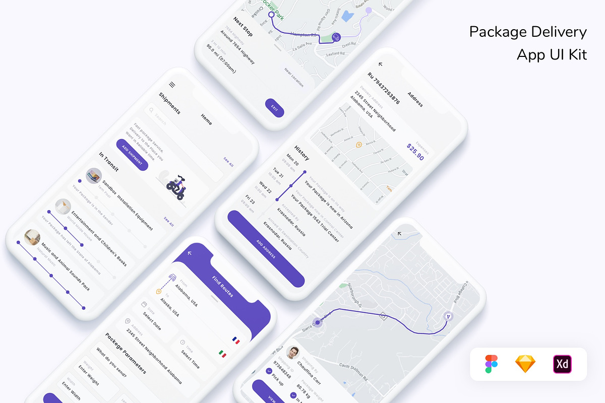 Package Delivery App UI Kit, an App Template by Betush
